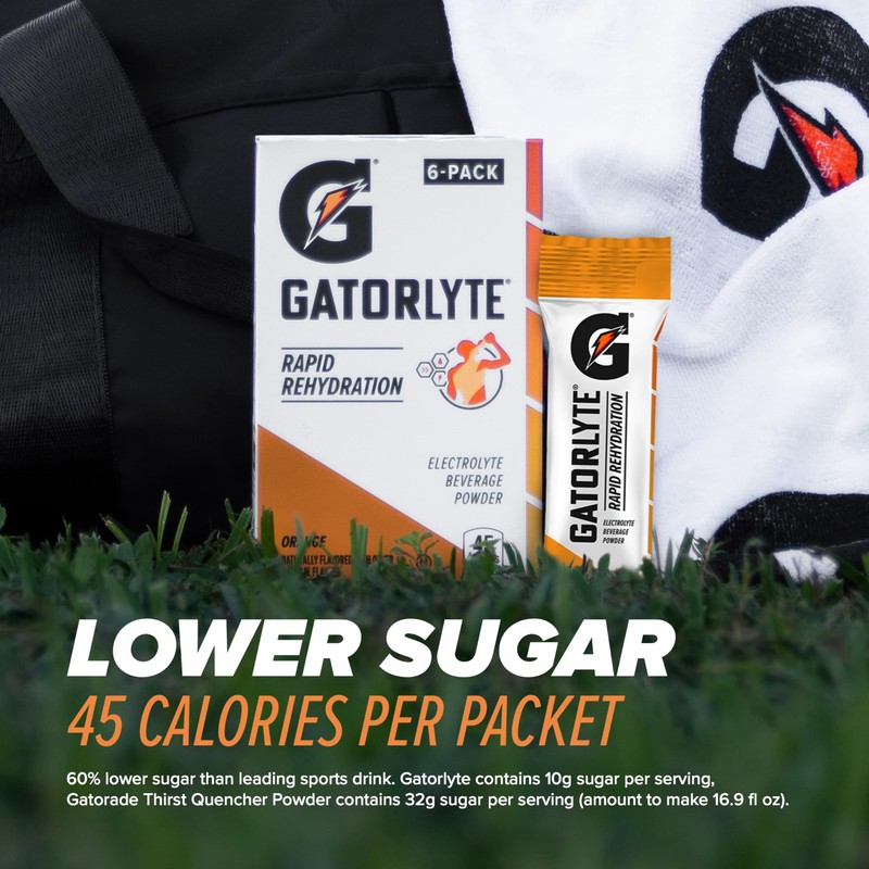Gatorlyte Powder Orange, 16.9oz (Pack of 6)