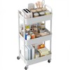 Sywhitta 3-Tier Plastic Rolling Utility Cart with Handle, Multi-Functional Storage
