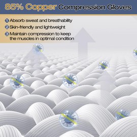 Fivxupr Copper Arthritis Compression Gloves, Carpal Tunnel Gloves with Adjustable Straps, Fingerless Gloves for men and women(S-M)