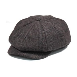 RUNQIU Wool Hunting Hat, Casual, Mountain Climbing, Fishing, Stylish, Autumn, Casual, Outdoor, Men's Beret, Small Face Effect, Octagonal Hat, Driver Flat Cap, check coffee