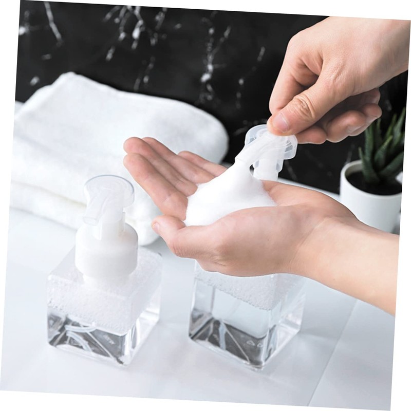 Mobestech 2 Pcs Transparent Pump Foaming Bottle Refillable Makeup Press