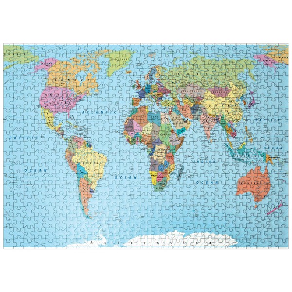 Color World Map - Borders, Countries, Roads and Cities - Premium 500 Piece Jigsaw Puzzle for Adults