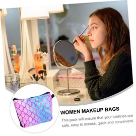 Healeved 2pcs Portable Makeup Bag Mermaid Scale Pattern Capacity Cosmetic Travel Pouch for Easy Access Lightweight and for Daily Use and Outdoor Activities
