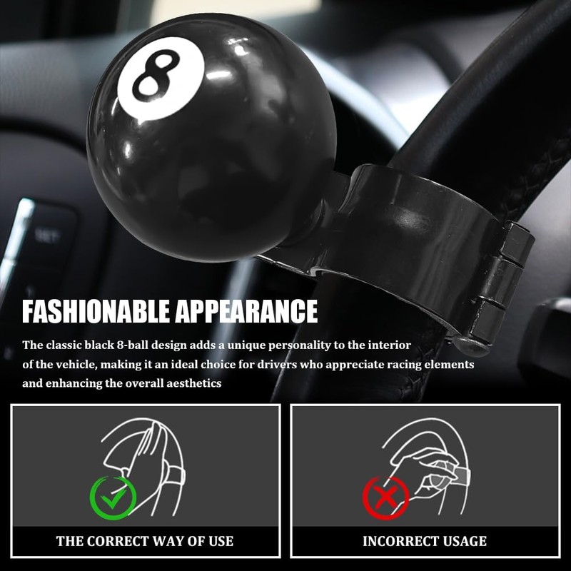 HQRNYP 8 Ball Steering Wheel Knob Spinner, Suicide Knob, Heavy