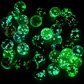 HAKACC Pack of 40 Glass Marbles, 1.4 cm Glass Marbles, Colourful Glass Marbles in Dark Glows for Marble Track Game, Marble Track Accessories, DIY and Home Decoration