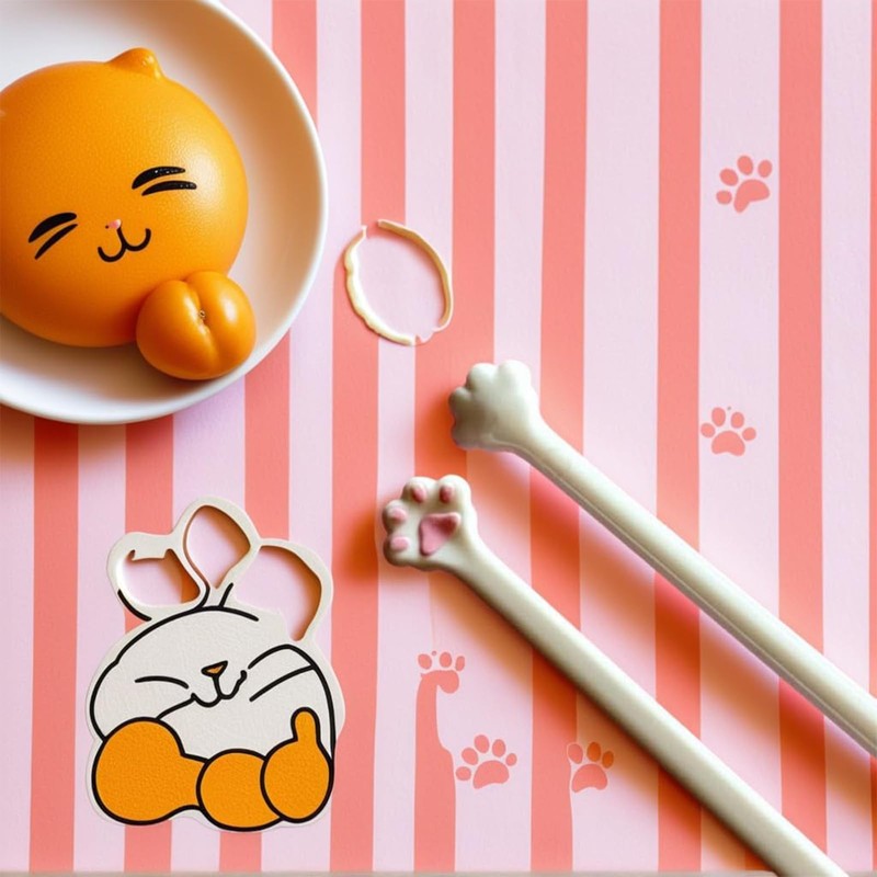 Yeanifeana 2 Pairs Cat Paw Chopsticks, Non-Slip Pink Plastic Chopsticks