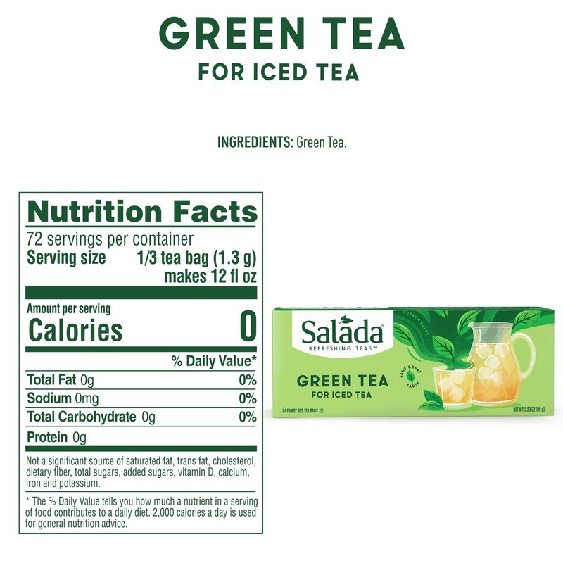 Salada Green Iced Tea, Zero Calorie Green Tea, Rich and