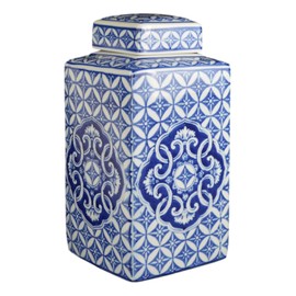 Festcool Blue and White Porcelain Square Jar Vase, Jingdezhen (11)