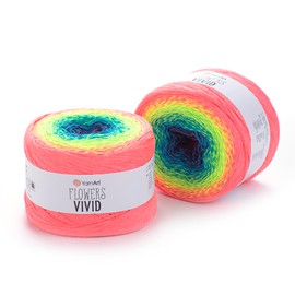 YarnArt Flowers Vivid Gradient Yarn – 55% Cotton 45% Acrylic – Multicolor Ombre for Knitting & Crochet – Lightweight Fine, 250g (8.8 oz), 1094 yds – Rainbow Summer (505)