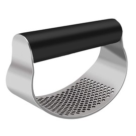 KOMUNJ Garlic Press Made of Stainless Steel Garlic Press, Garlic Cutter with Plastic Handle, Garlic Mill, Easy to Use Cleaning Kitchen Tool (Black)