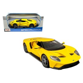 2017 Ford GT in Yellow 1/18 Scale Die-Cast Model Car by Maisto for Collection Features Open Doors
