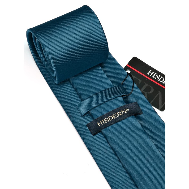 HISDERN Men's Wedding Ties and Pocket Square Solid Tie Cufflinks