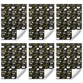 Graduation Gift Wrapping Paper,6 Sheets Black And White Wrapping Paper 20 x 28 Inch,Class Of 2024 Gold Gift Wrap With 1 Rolls Gold Ribbon For College Grad Graduation Party Supplies Prom Decorations
