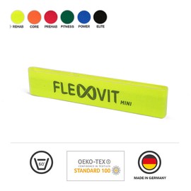 FLEXVIT Mini Fitness Bands Set of 10 Rehab (Yellow) - Fitness Bands for General Stabilisation Exercises, Stretching, Activation and Mobilisation, 6 Strengths, for Beginners and Professionals, Washable