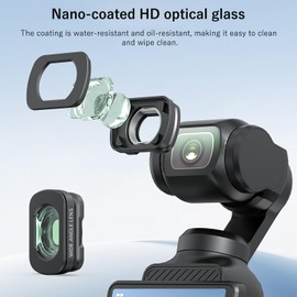 VRIG Wide Angle Lens Compatible with DJI Osmo Pocket 4 / Pocket 3, Expanded FOV of 112°, Magnetic Attach Double-Sided Coated Optical Glass Action Camera Lens (FT-06 Wide Angle Lens)