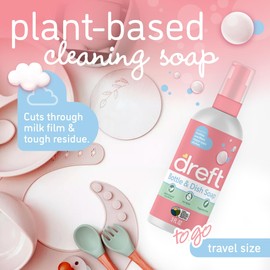 Dreft Dreft Bottle and Dish Soap | Made to Clean Baby Bottles, Sippy Cups, Pacifiers, Breast Pumps, & More | Gently Removes Milk Film & Odors | Plant Based, Fragrance Free Dish Soap | 3 Fl Oz (Pack of 2)