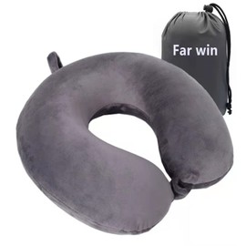 Far win Travel Pillow,100% Pure Memory Foam U Shaped Neck Pillow,Super Lightweight Portable Headrest Great for Airplane Chair, Car,Home,Office,Sleeping Rest Cushion (Grey)