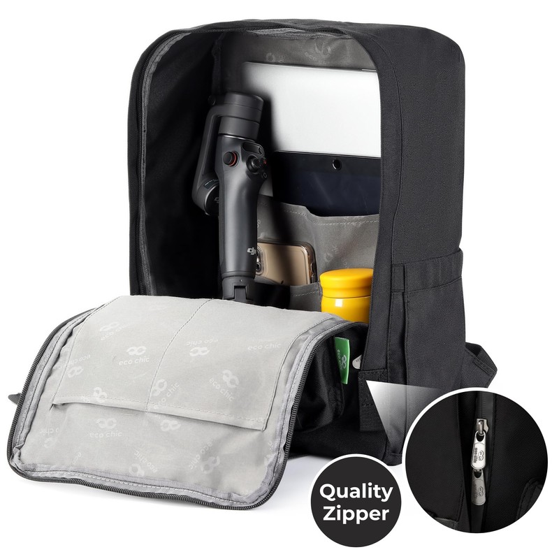 ECO CHIC Waterproof Recycled Canvas Twin Handle Backpack (Black)