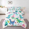 Cartoon Dinosaur Bedding Set Full Size, Blue Green Cute Dinos
