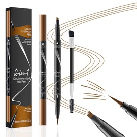 MisFun Eyebrow Pencil, 2-in-1 Dual-Ended Microblading Eyebrow Pencil, Smudge-proof Eyebrow Pencil, Eyebrow Pencil for Perfectly Defined Eyebrows, with Fork Tip Applicator (Light Brown)