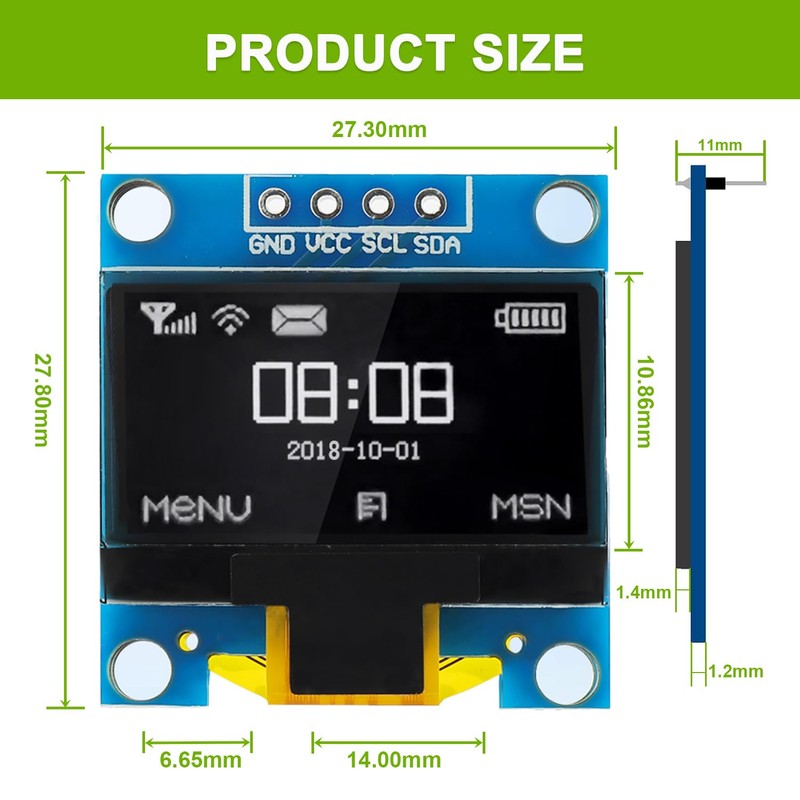 EPLZON 5 Pack 0.96 inch OLED IIC Display Module 128x64