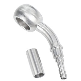 AC PERFORMANCE 10mm ID Banjo Crimp on Barb Fitting 45 Degree for 1/8" Brake Line, Stainless Steel