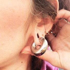 LADEMAYH 0 gauge earrings Ear Weights for Stretched Ears, Size 0 Gauges Hoop Earrings Dangle Gauges for Ears, Silver Surgical Steel Ear Hangers Weighted Gauges Body Jewelry