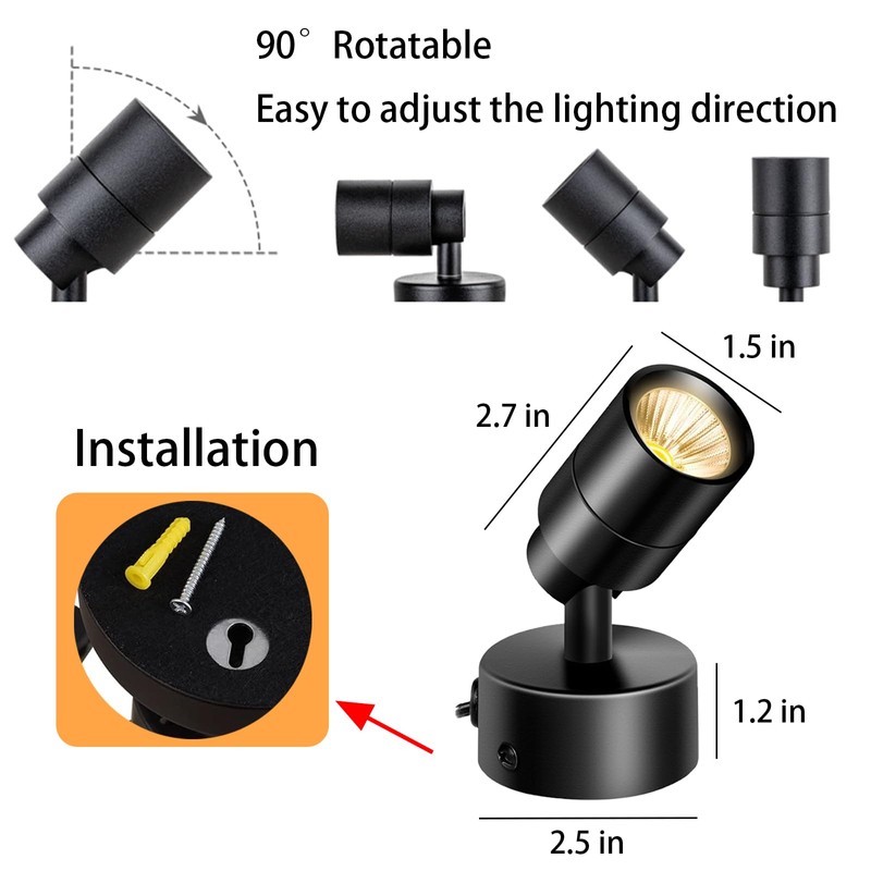 VIGMOJ LED Spotlights Indoor Uplighting with Timer, 3W Up Plant