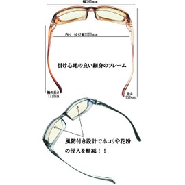 Face Trick Glasses Pollen Allergy Countermeasure Sunglasses IRKG2LG, Near Infrared Reduction, Blue Light Reduction, UV Reduction, Anti-fog Treatment, High Performance Sabae Manufactured Lens, Black Frame/Light Green Lens -