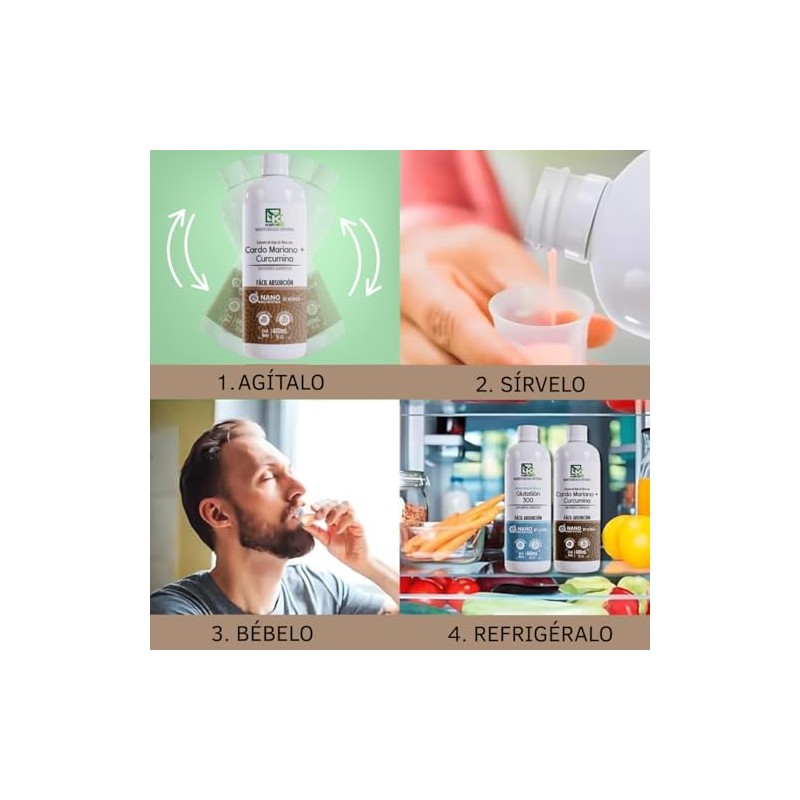 Cardo Mariano Curcumina Fórmula Liposomal Alta Absorción Suplemento Líquido 480ml