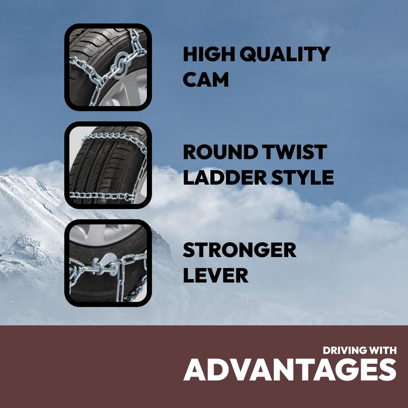 Snow Chains for Car Tires, Tire Chains for Pickups, SUVs,