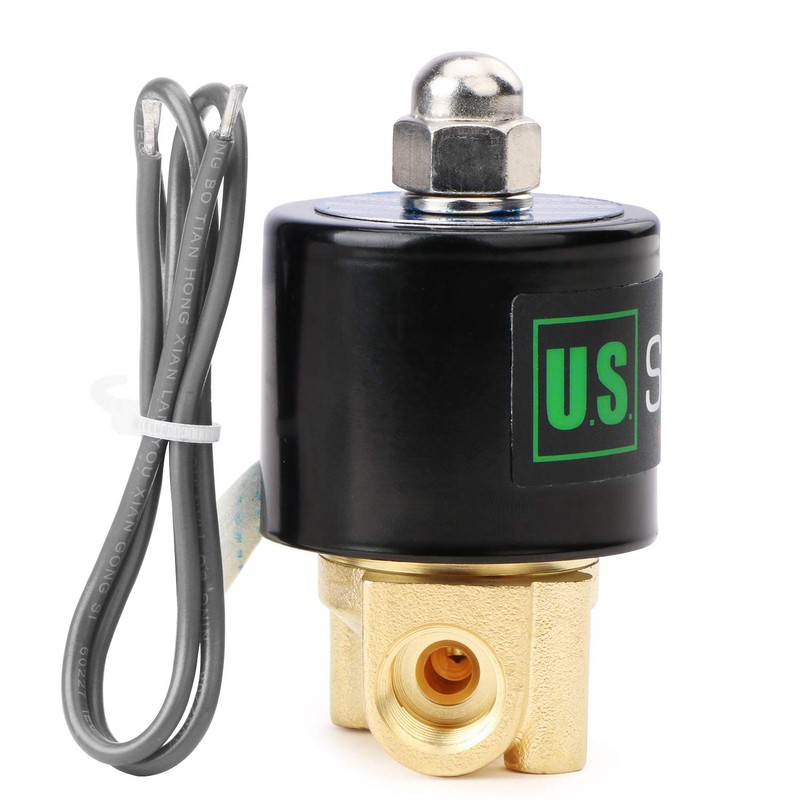 U.S. Solid 1/4" Brass Electric Solenoid Valve 24VDC Normally Closed