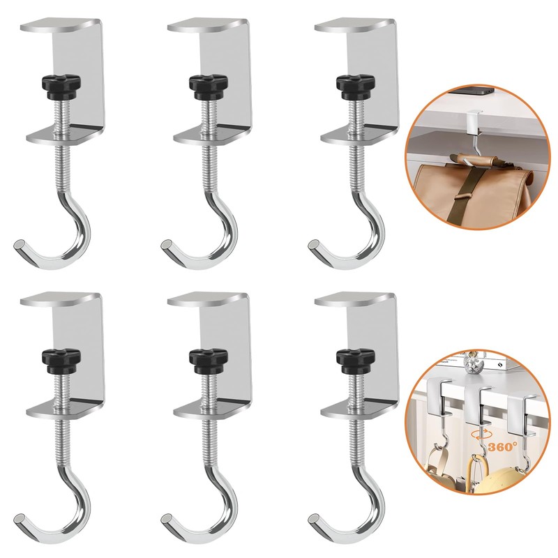 Vinommart 6 Pcs Adjustable Table Hooks for Hanging Bags, Heavy