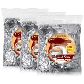 Cafeclub Dark Roast Coffee Pods Mega Bags Pack of 100 Each Dark Roast Individually Packed