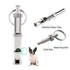uxcell 1PC Dog Whistle to Stop Barking, Adjustable Sound Pitch Dog Whistle with Keychain, Professional Recall Pet Puppy Cat Dog Training Whistle for Bad Behavior, Silver Tone