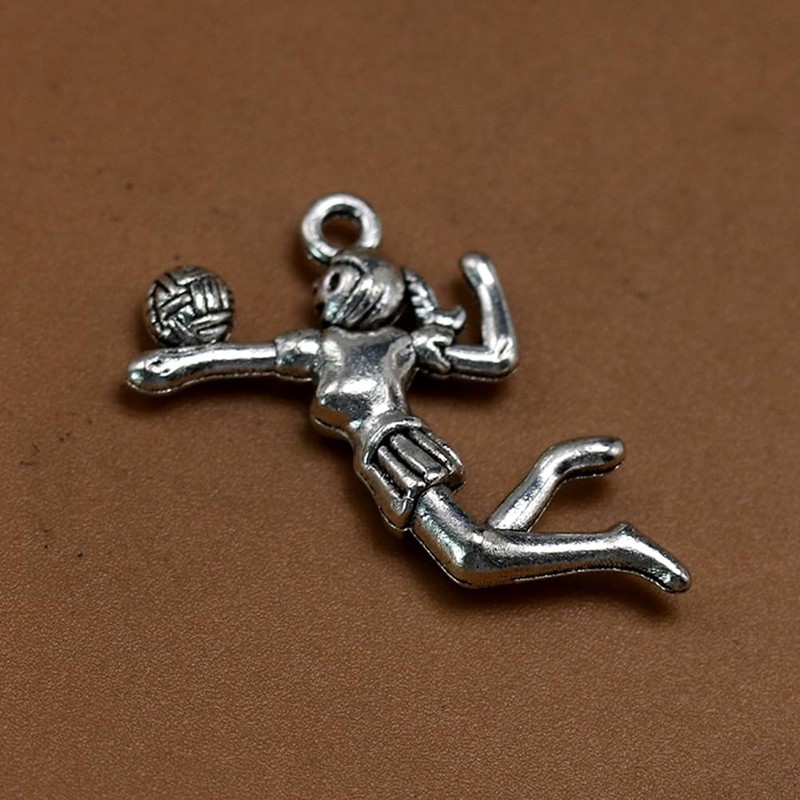 PRETYZOOM 20pcs Alloy Volleyball Player Pendants for Diy Jewelry Making,