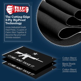 Anley Rip-Proof Double Sided 3-Ply Black M-4 Gonzales Come and Take It Flag 3x5 Foot - Vivid Color, Canvas Header and Wrinkle Resistant - The Strongest, Longest Lasting M4 Carbine Flags 3 X 5 Ft
