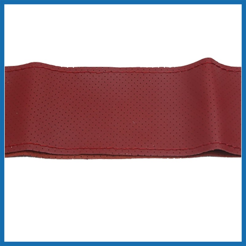 A ABSOPRO 38cm Dia Burgundy Faux Leather Car Steering Wheel