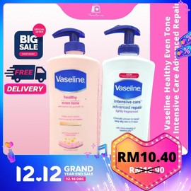 Vaseline Healthy Even Tone Extra White Body Lotion UV SPF Intensive Care Advanced Repair Moisturising Whitening 400ml Pelembap Badan Pemutihan Losyen