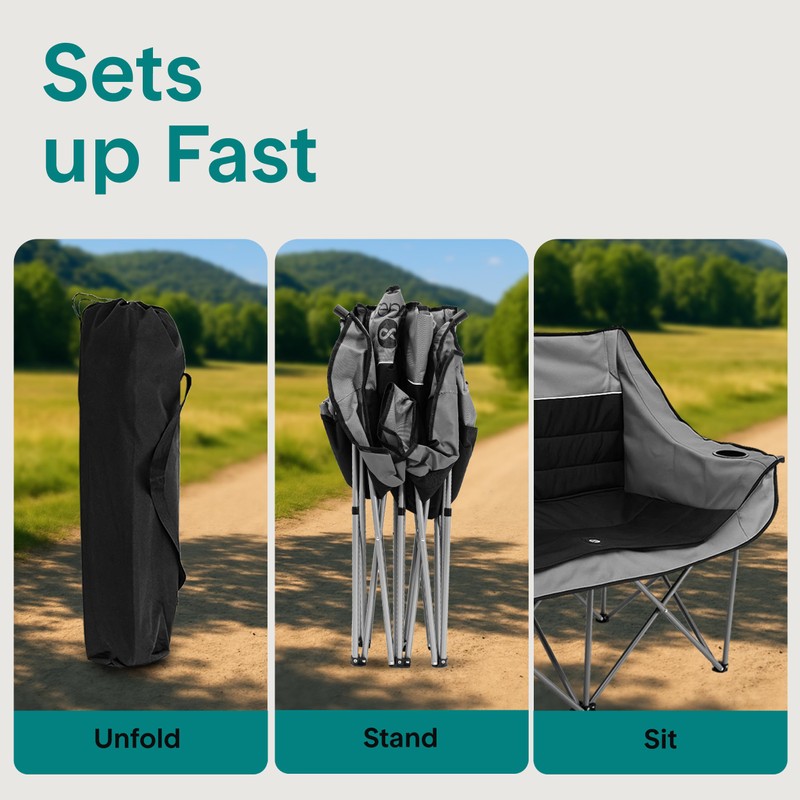 Camping Loveseat for Couples, Friends & Families, Double Camping Chair,