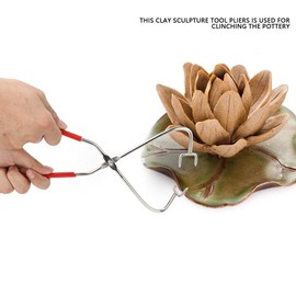 Stainless Steel Pottery Clay Sculpture Tool, Clay Sculpture Dipping Tong with Plastic Handle Clay Tongs for Clay Sculpture Carving
