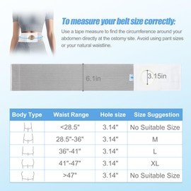 NIdreamCE Ostomy Belt for Men and Women, Lumbar Support for Securing Ostomy Bags, Breathable Ostomy Belt with Hole Diameter 8 cm (L)