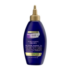 OGX, Gotas Capilares Tonificantes Moradas, Corrigen el Tono Rubio Amarillento o Cobrizo, Ingredientes Botánicos, 118 ml