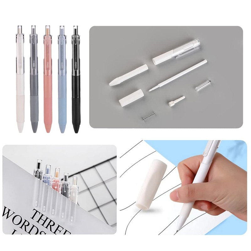 SURALIN Pack of 5 Gel Pens, Retractable Gel Pens, Black