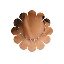 Xmsrn Vintage Crystal Pearl Necklace Boho Pearl Choker Necklace Crystal Dot Choker Necklace Rhinestone Pearl Necklace Silver Spiral Chain Necklace for Women