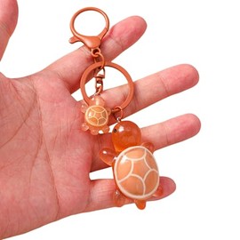 Cute Turtle Keychain Colorful Mini Resin 2 Sea Turtle Bag Purse Charms Classroom Students Prize for Boys Girls, Brown, Large