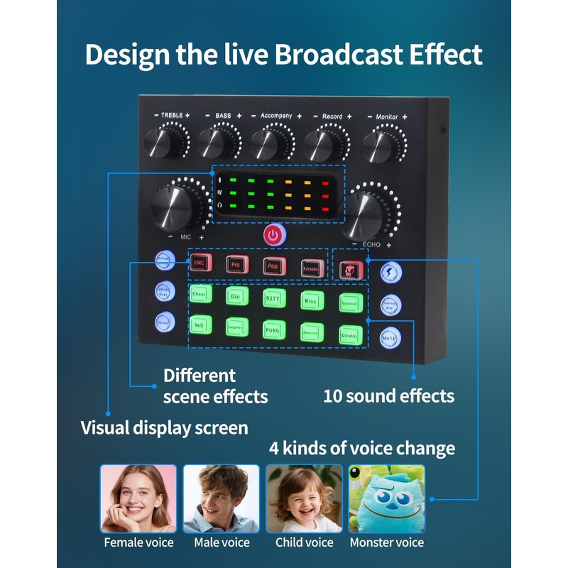 J.I.Y Podcast Equipment Bundle for 1, Studio Recording Kit with