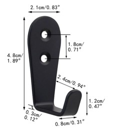 Mokife Black Coat Hooks Heavy Duty, 8 Pack Wall Mounted Jacket Hooks Stainless Steel Single Robes Hook, Small L Metal Hook for Entryway Kitchen Bedroom Bathroom Office Toilet