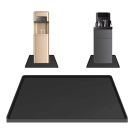 Waterproof Water Cooler Mat with Raised Edge, 24"x16" Cooler Dispensers Mat for Floor & Countertop Protection, Kitchen, Office, Bedroom, Non-Slip, Easy to Clean, (Black)