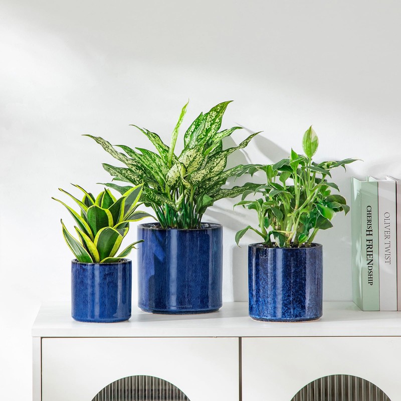 vancasso Ceramic Plant Pots, 4.25+5.25+6.25 Inch Planter Pot with Drainage